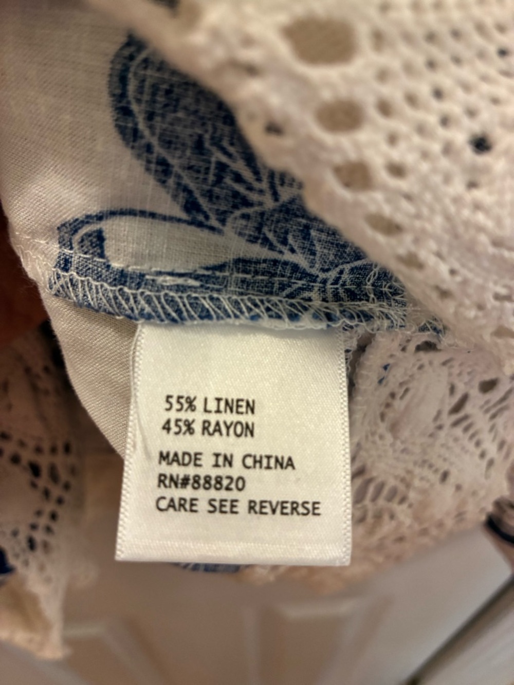 Christian Siriano Blue and Cream Floral Crochet Peasant Top - Picture 10 of 12